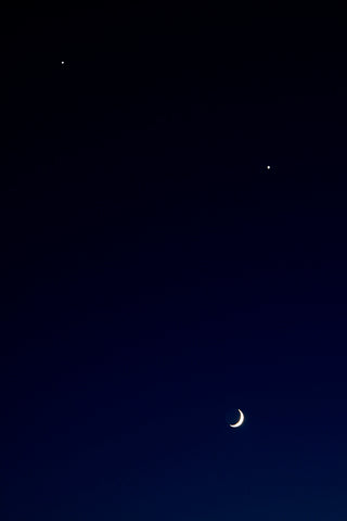 "Crescent Moon, Venus and Jupiter"